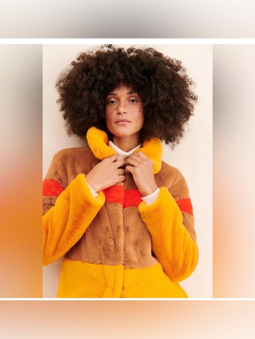 Hutch Anthropologie Colorblock Stripe Faux Fur Coat - Picture 2 of 10